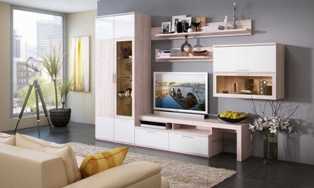 Навесные шкафы: удобство и стиль для вашей гостиной